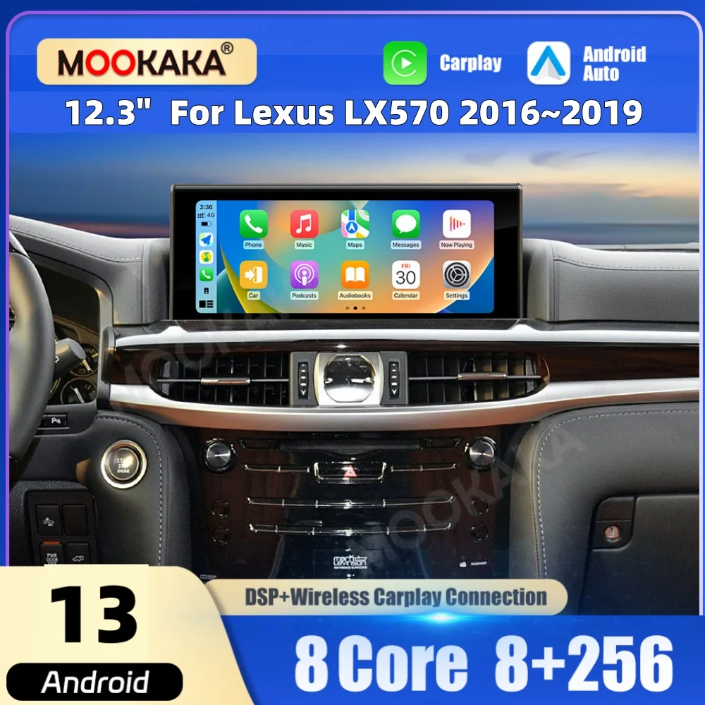 

Для Lexus LX570 2016-2020: Мультимедийный проигрыватель Qualcomm, автомобильное радио, GPS-навигация, CarPlay, Android 13, головное устройство