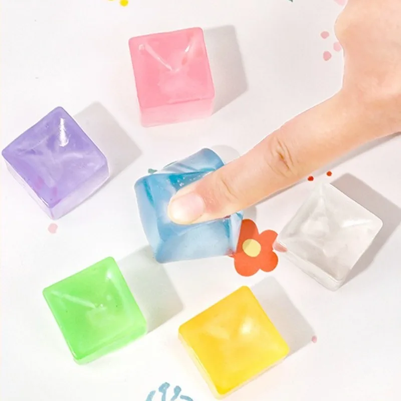 1 pçs mini cubo de gelo brinquedo fidget forma quadrada mole bola estresse espremer brinquedos alívio do estresse brinquedo sensorial para crianças adultos presentes