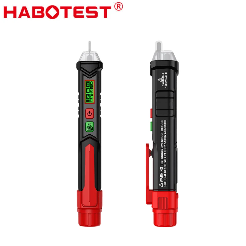HABOTEST Non Contact Voltage Tester Pen Sound Light Alarm Dual Sensitivity AC12-1000V Live Neutral Detector Auto Power Off HT90