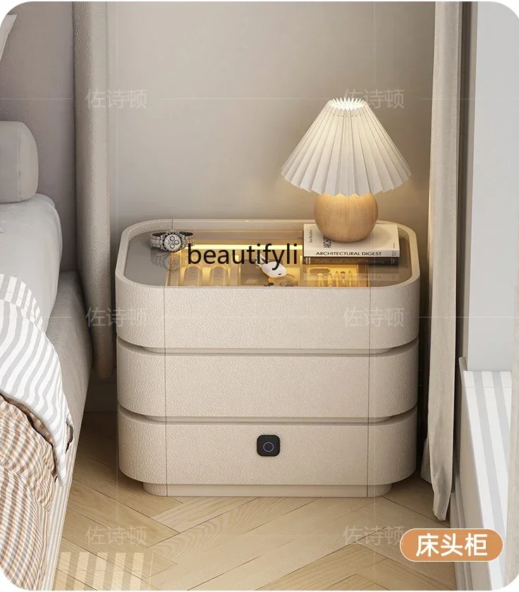 K185 French Cream Style Bedside Table Lamp Integrated with Lock Master Bedroom Light Luxury Three-Bucket Cabinet 40cm 50cm Wide