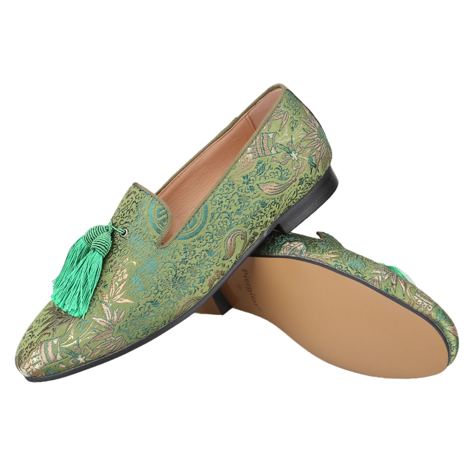 Piergirtar New Chinese Model Embroidered Silk Slip-On Loafers With Handmade Matching Colors Tassels Ethnic Style Men's Slippers