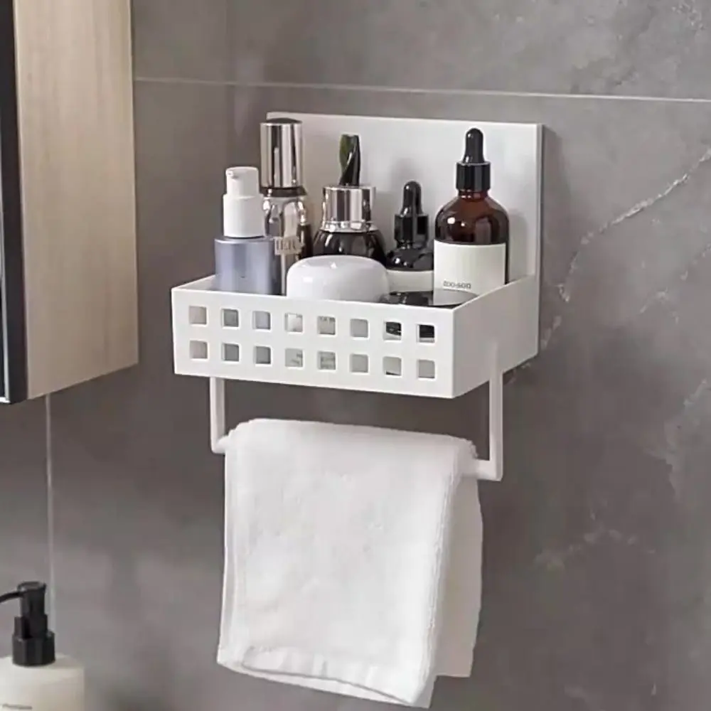 

Magnetic Kitchen Organizer Shelf Fridge Rack Spice Storage Rack Hanging Shelf Organizer White Plastic Storage Basket Bathroom