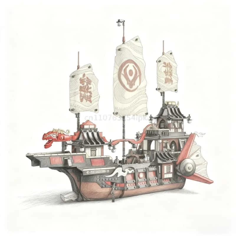 جديد معبد باونتي المكافآت قارب التنين التعليمية اللبنات الصبي لعبة نموذج عيد الميلاد هدية عيد ميلاد