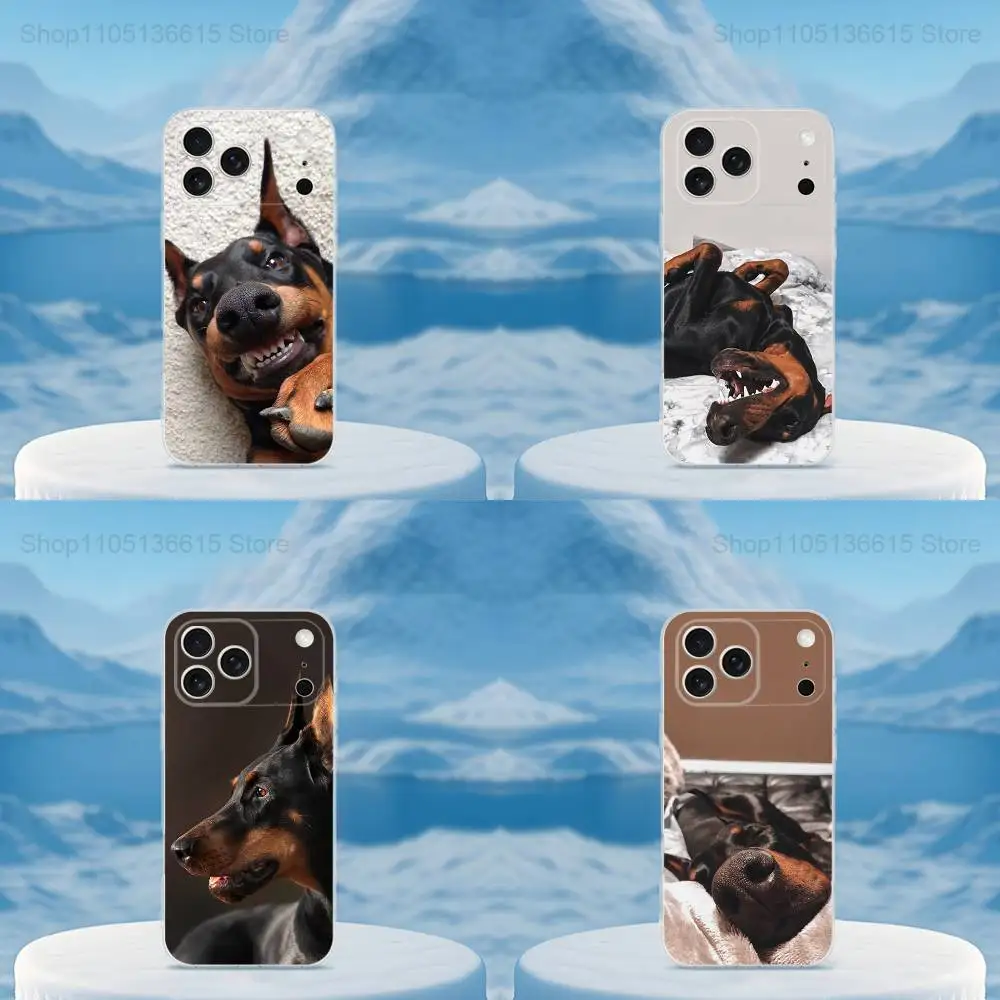 

Funny Expression Doberman Dog Phone Case For iPhone 16,15,14,13,12,11,17 Pro,Max,Plus,X,XS,XR,SE,Air Mini Transparent Soft Cover
