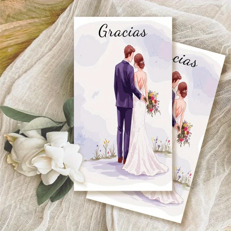 100pcs Spanish Thank-you Cards, Wedding Thank-you Cards, and Event Table Cards Are Perfect for Weddings and Engagements.