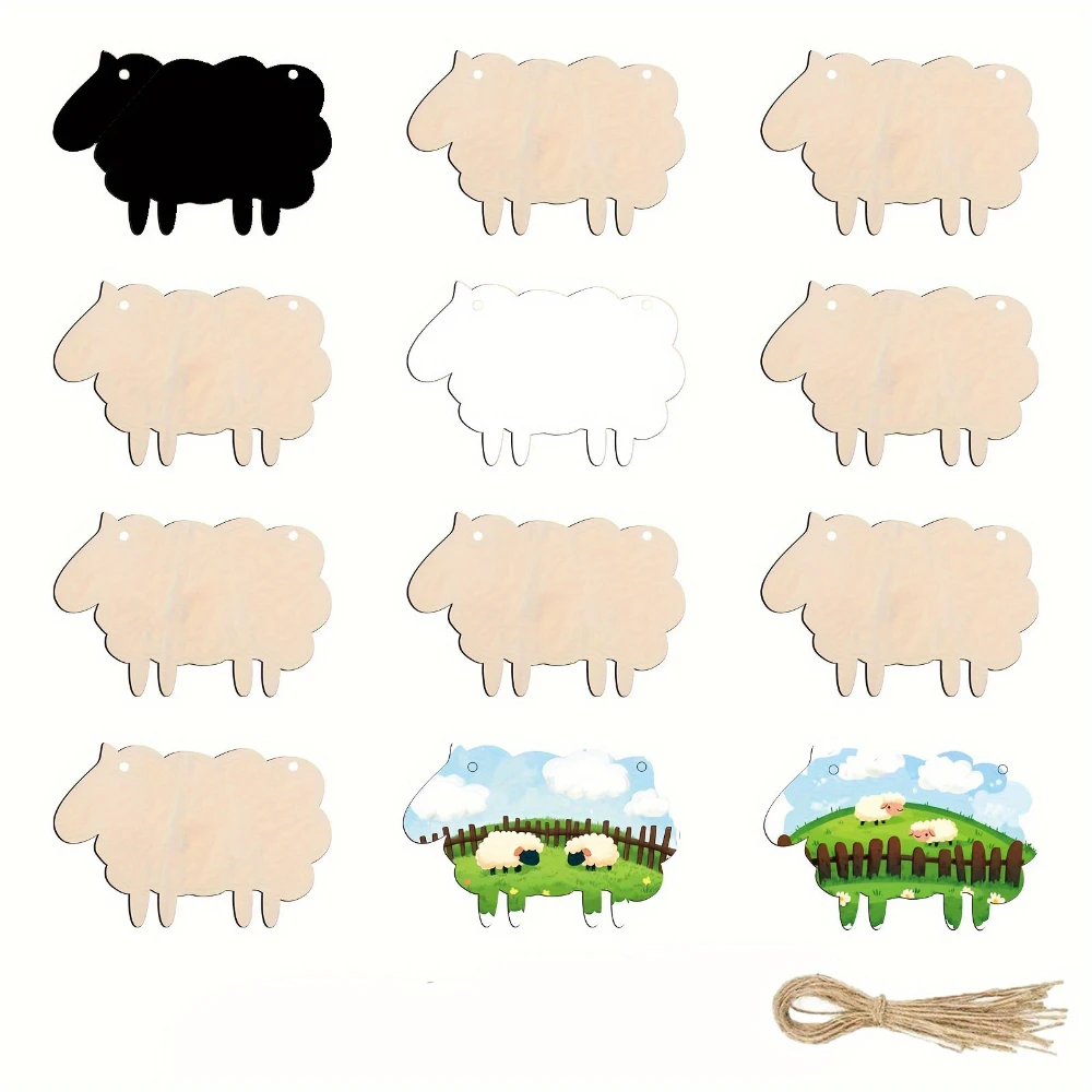 

Незавершенный деревянный креативный набор стружки из овечьей древесины, сделай сам, деревянные рождественские украшения в виде овцы, животные, поделки