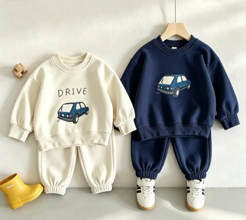 Baby Car Themed Tracksuit Set Children Autumn Set Kid Long Sleeve Sweatshirt Top With Casual Bottoms Two Pieces Outfits Clothing