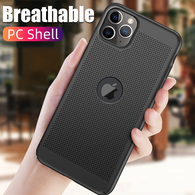 Breathable Phone Case For iPhone 5 6S 7 8 Plus Hard PC Shell on XR 11 Pro Max Dissipate Heat Reticulation 12 Mini Cover Case