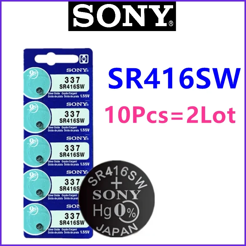 2-100PCS Original SONY 337 battery sr416sw button cell batteries 1.55V Silver Oxide battery for mini wireless earpiece watch