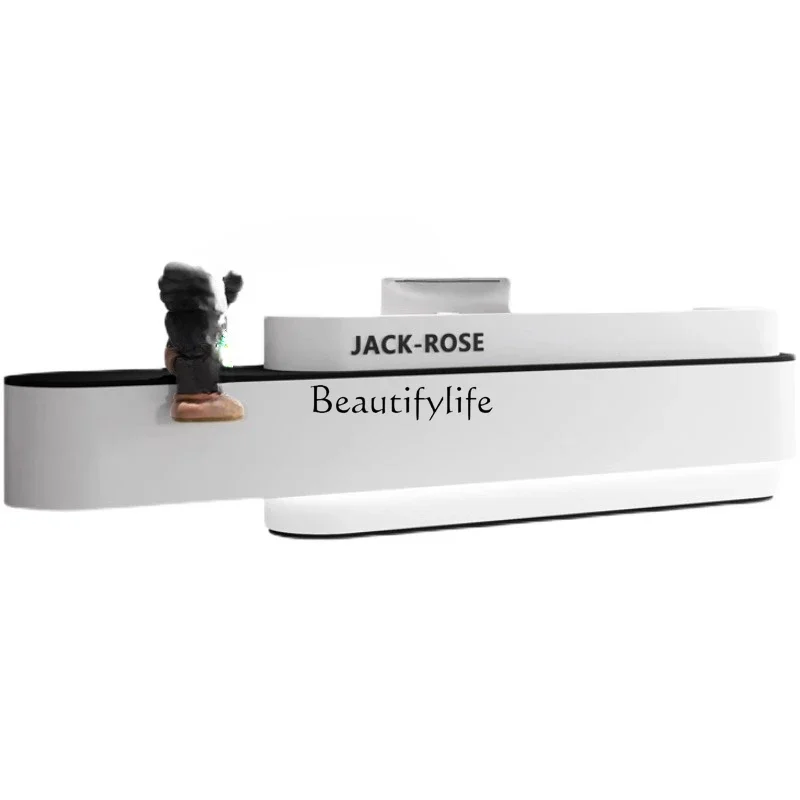 

ld14Reception Desk Painted Simple Curved Bar Counter Beauty Salon Cashier Desk