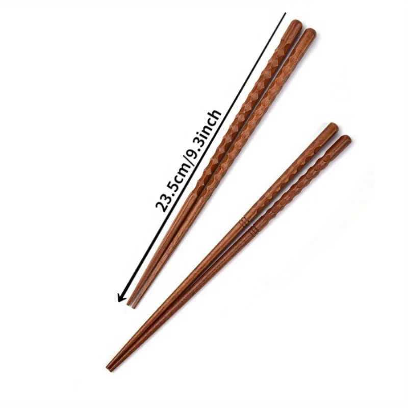 5 Pairs Japanese Hand-carved Tortoise-shell Line Chopsticks Solid Wood Pointed Chopsticks Tableware Non-slip Wooden Chopsticks
