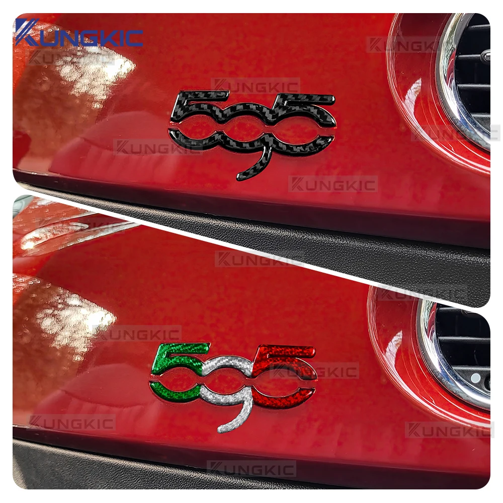 

For Abarth 595 Fiat 500 2007-2024 Real Hard Dry Tricolor Carbon Fiber Sticker LHD RHD Dash Badge Conversion Dashboard 595 Trim