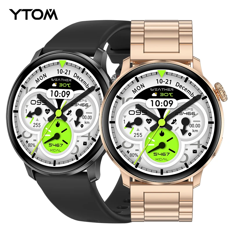 YTOM DS5 رقيقة جدا مقاوم للماء 1.43 ساعة ذكية RDFit في الهواء الطلق الرياضة ساعة مستديرة الرجال النساء البوصلة BT دعوة لنظام أندرويد و IOS