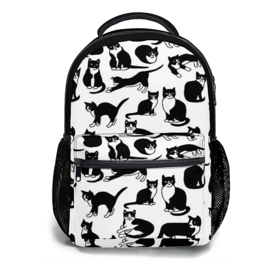 Esmoquin con patrón de gatos para niñas, mochila universitaria impermeable de alta capacidad, a la moda, bolsas escolares para portátiles de 17 pulgadas ﻿ ﻿