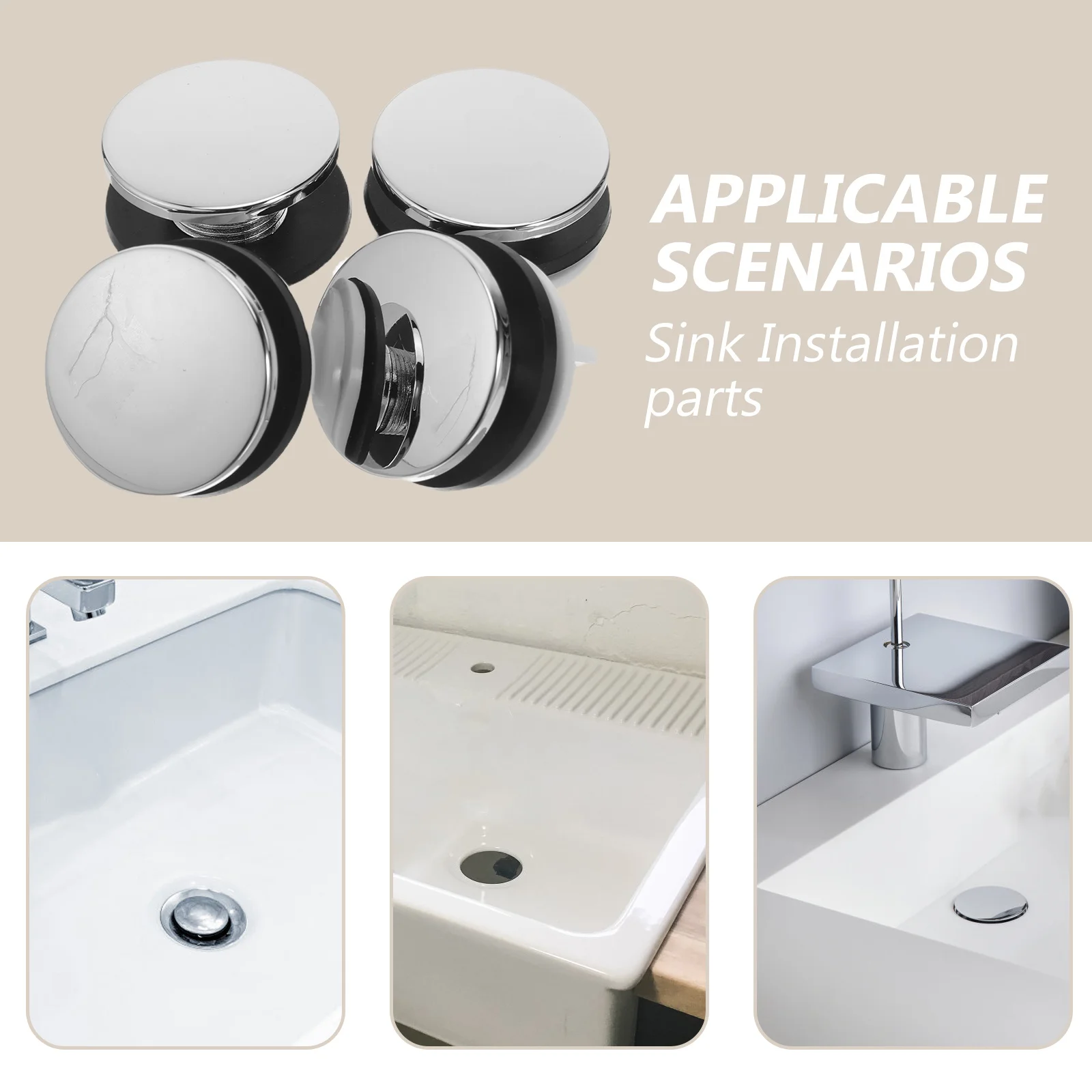 4pcs Sink Basin Plug 3/8 Inch Plastic Drain Stopper For Bathroom Kitchen Overflow Hole Cover Reusable Waterproof Seal Cap