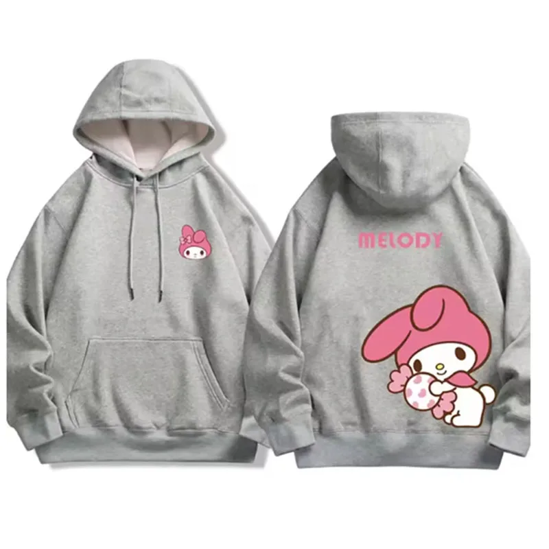 Miniso Melody Kuromi Jersey Sudadera con capucha para mujer Precioso motivo de dibujos animados Mezcla de algodón suave Traje de moda para adolescentes Fashionistas