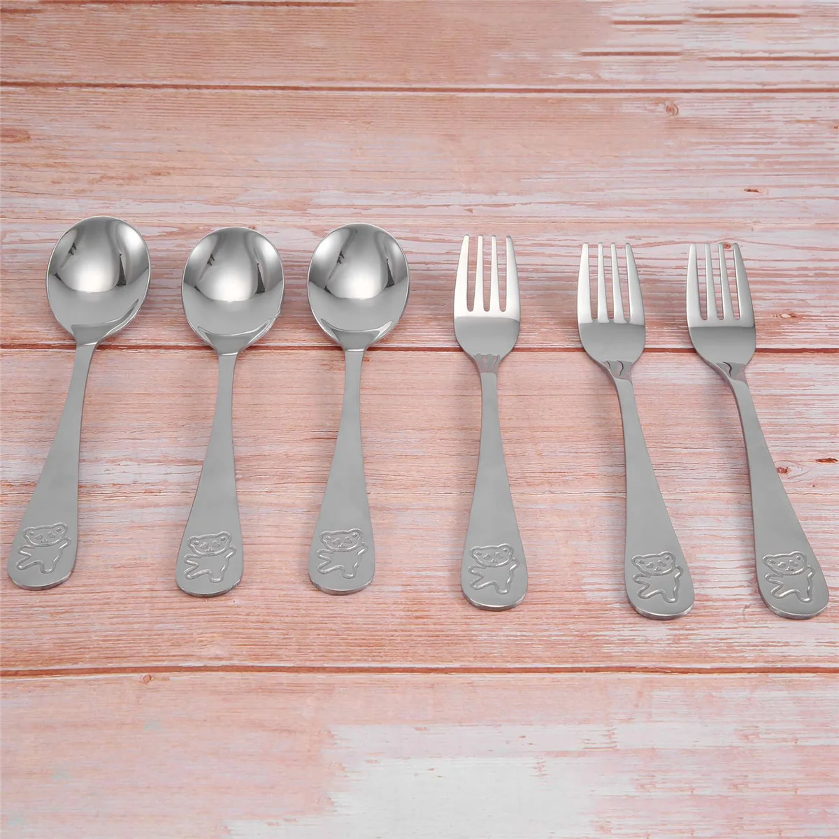 

Stainless Steel Child Safety Cutlery Bear Children Spoon and Fork Set Toddler Utensils Metal Cutlery Set HY
