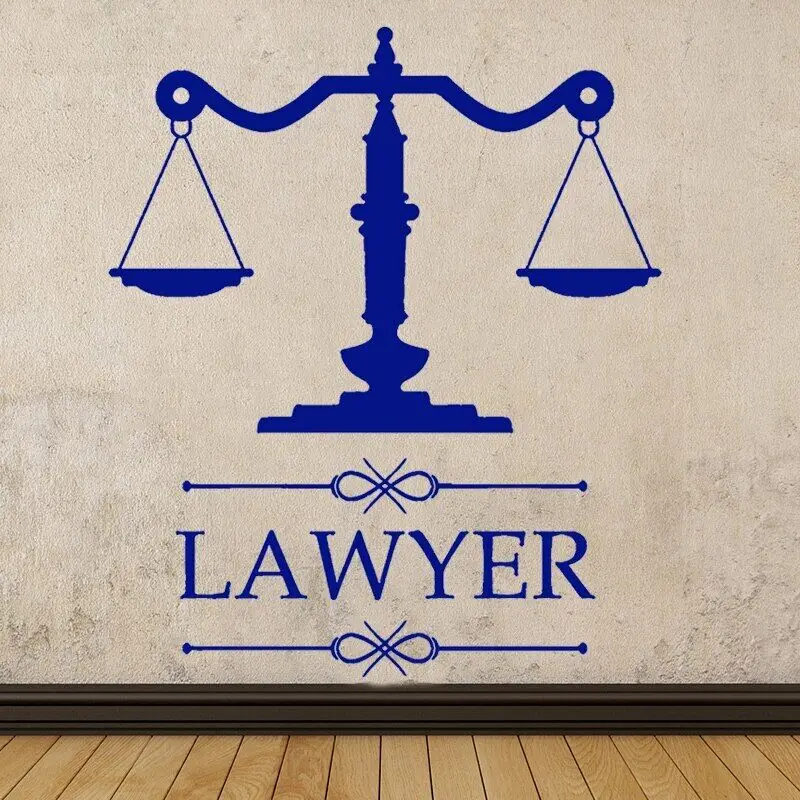 Removable Wall Stickers Wallpaper Decor of Law Firm Logo Lawyer Vinyl Decals Company Name Justice Scale Window Decoration HQ878