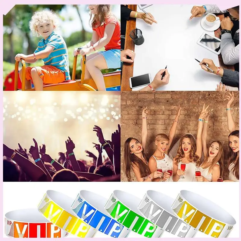 

B24B 1800 Pack VIP Paper Bracelets VIP Wristbands Waterproof VIP Wristbands Neon Colored Wristbands Variety For Events Party