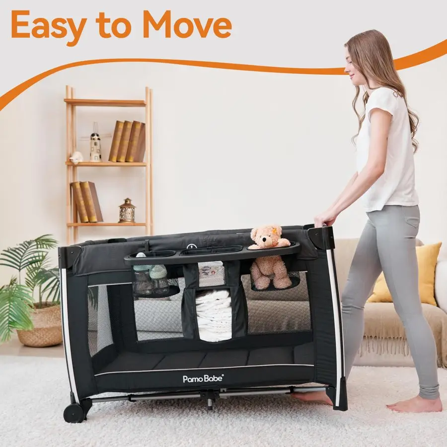 ألعاب أطفال 4 في 1 مع طاولة تغيير مضخم السرير، وشبكة محمولة قابلة للتنفس ولعبة متنقلة #6