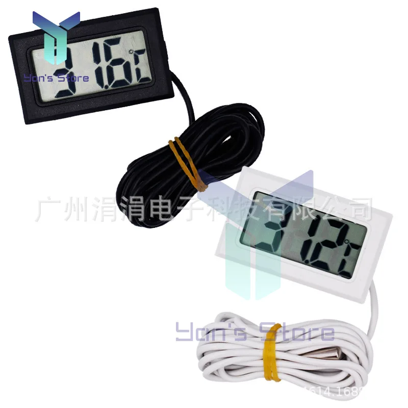 1Pc Mini Digital LCD Indoor Convenient Temperature Sensor Meter FY-10 The Embedded Electronic Digital Display Thermometer 1M