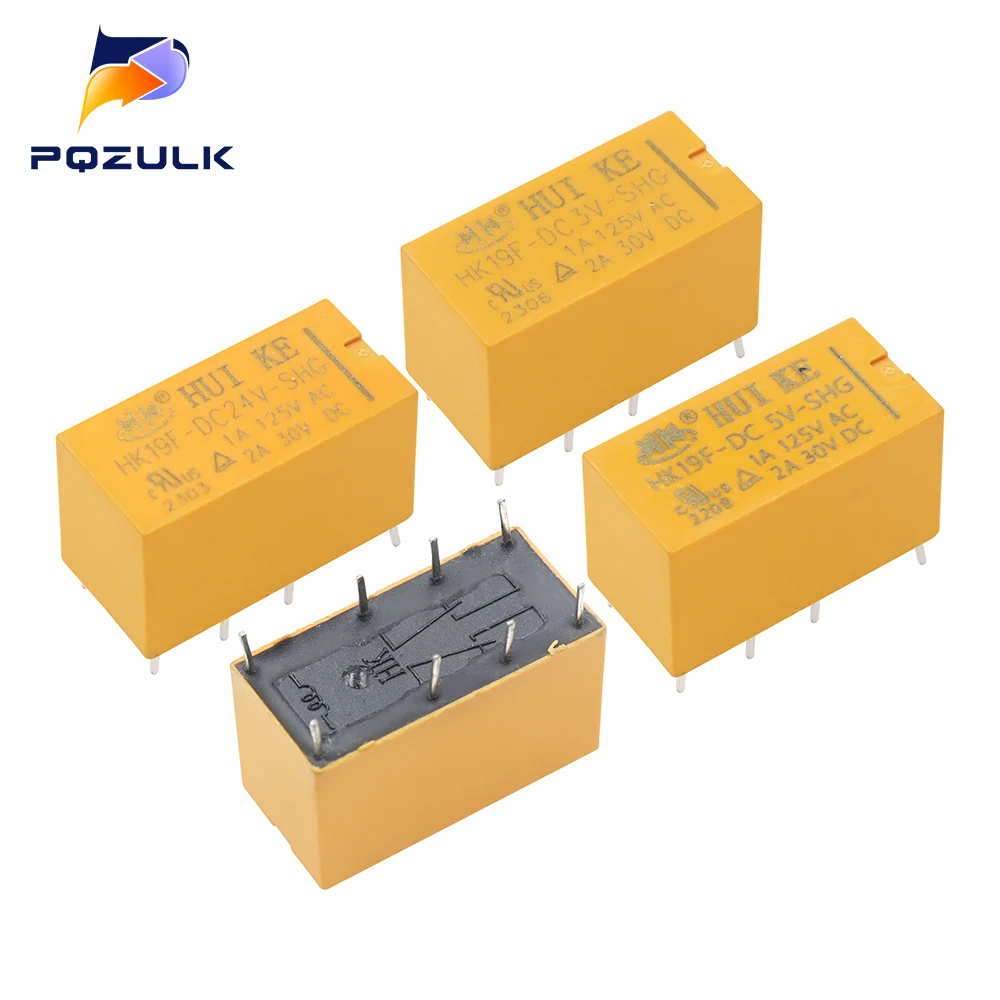 10PCS Coil DPDT 8 Pin 2NO 2NC Mini Power Relays PCB Type HUI KE HK19F HK19F-DC5V-SHG HK19F-DC12V-SHG HK19F-DC24V-SHG