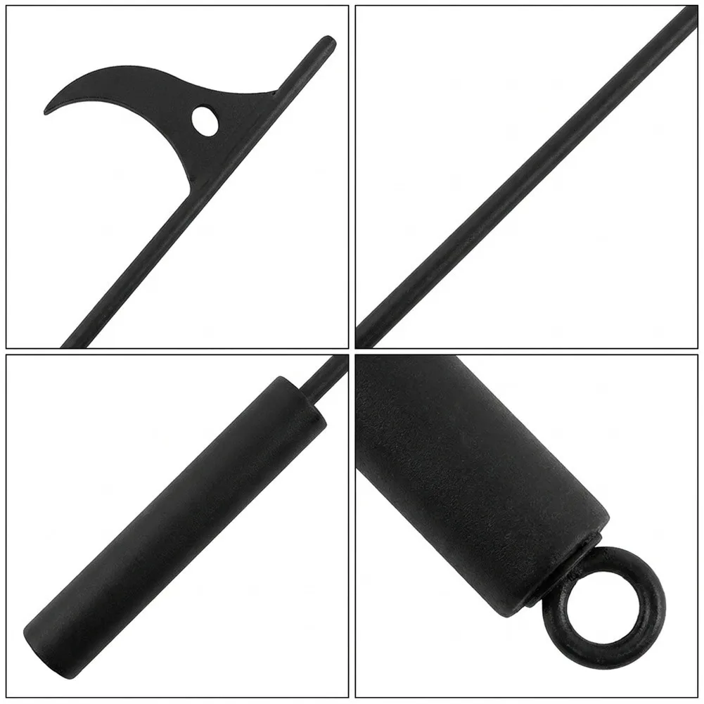 Black Steel Fireplace Poker Tool for Indoor Outdoor Fireplaces - 40 Inch Fire Hook for Campfires Fire Pits Wood Stoves