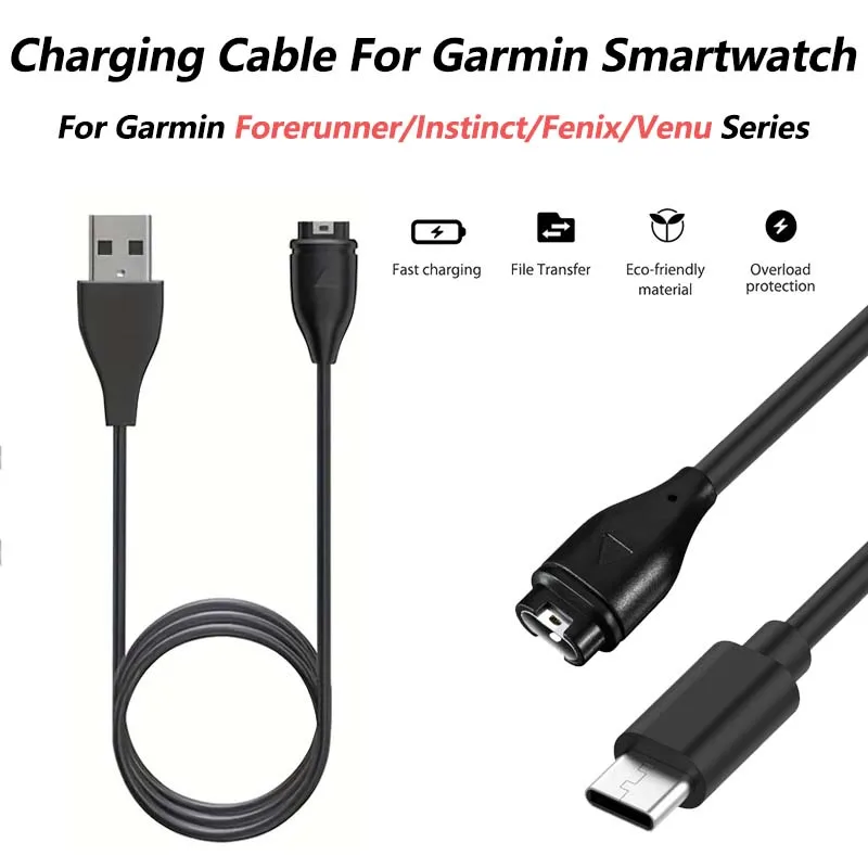 Image of USB-C-Ladegerät für Garmin-Uhren, Geeignet für Garmin Fenix 7 6 5, Vivoactive 5 4 3, Forerunner 935, 245, Vivosport, Vivosmart 5
