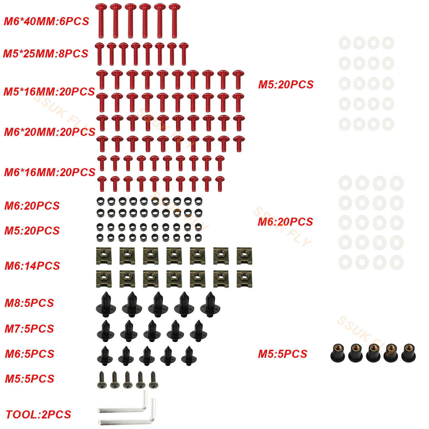 195PCS Motorcycle Windscreen Fairing Bolts Fastener Clip Screws Kit For SUZUKI GSXR 600 750 1000 K1 K2 K3 K4 K5 K6 K7 K8 K9 K10