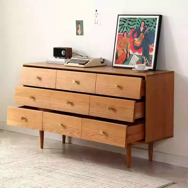Customizable Nordic Cherry Nine Dou Solid Wood Japanese Storage Black Walnut Drawer Cabinet