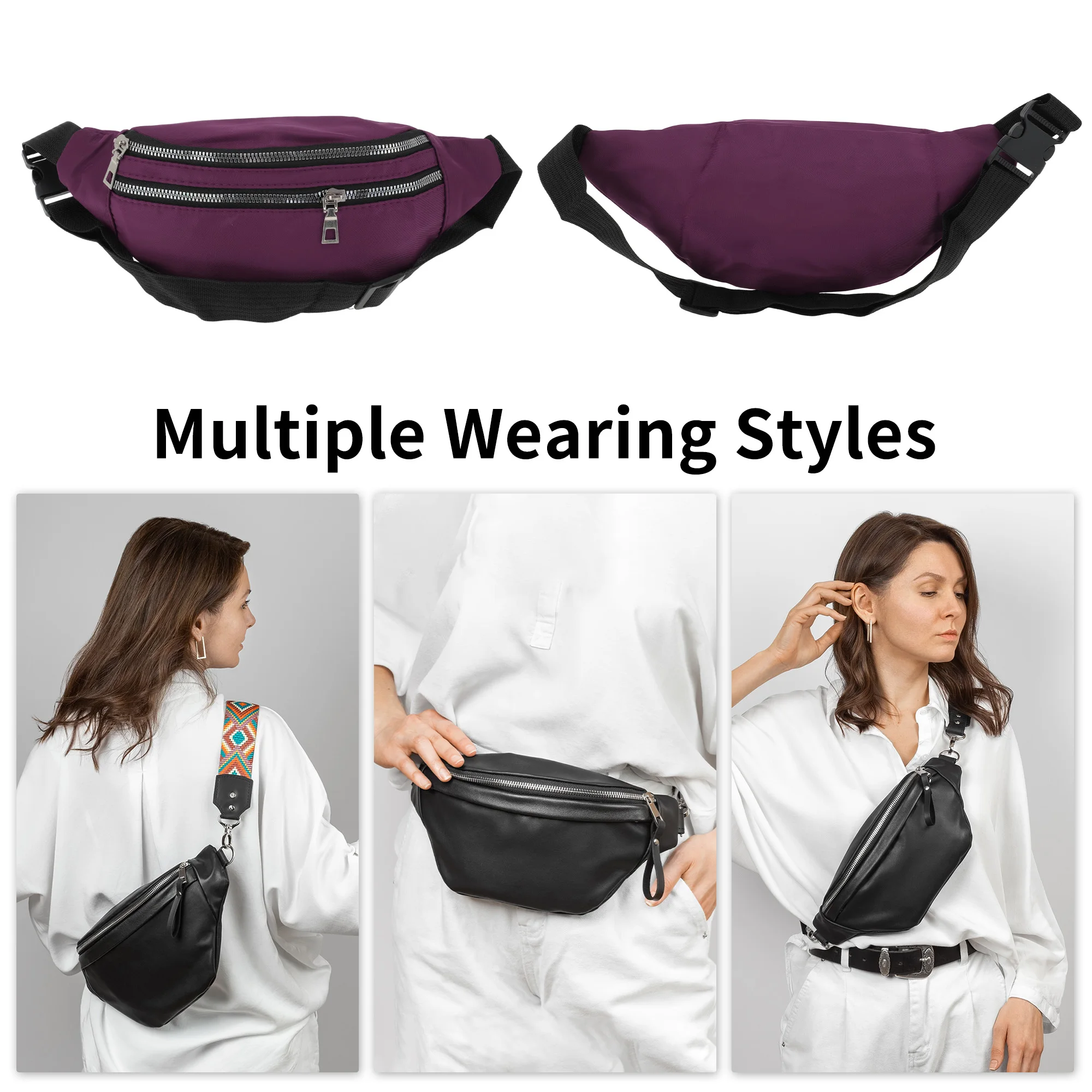 X Autohaux حقيبة خصر رياضية أنيقة مقاومة للماء والتآكل باللون الأرجواني قطعة واحدة #2