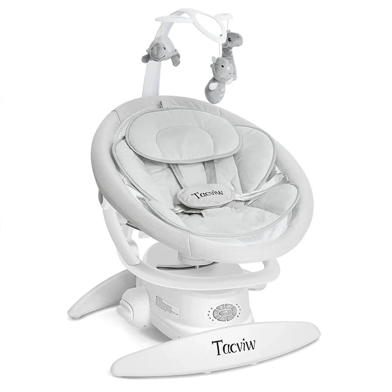 Baby Electric Rocking Chairs, Soothing Chair Can Lie Down or Sit Baby Swing Electric 180° Rotating Seat, Multi Speed Baby Rocker