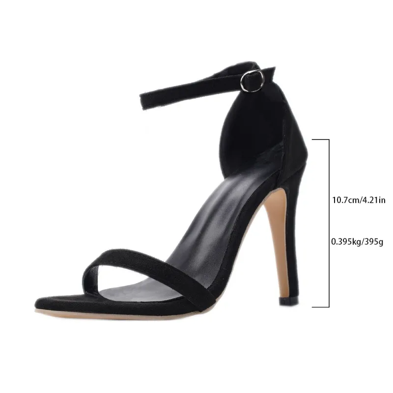 2024 Summer New Sexy Simple Black Stiletto High Heels, Large Size 35-43 Cross-stage Bag Heel Open Toe High Heels Women Sandals