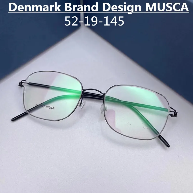 New Denmark Brand Titanium Glasses Frame Men Women Square Myopia Optical Eyewear Screwless Prescription Eyeglasses Frame MUSCA