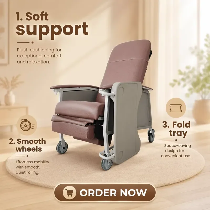 Hochey Medical Multifunctional Medical Elderly Geriatric Chair Adjustable Patient Nursing Chair for Public Hospital