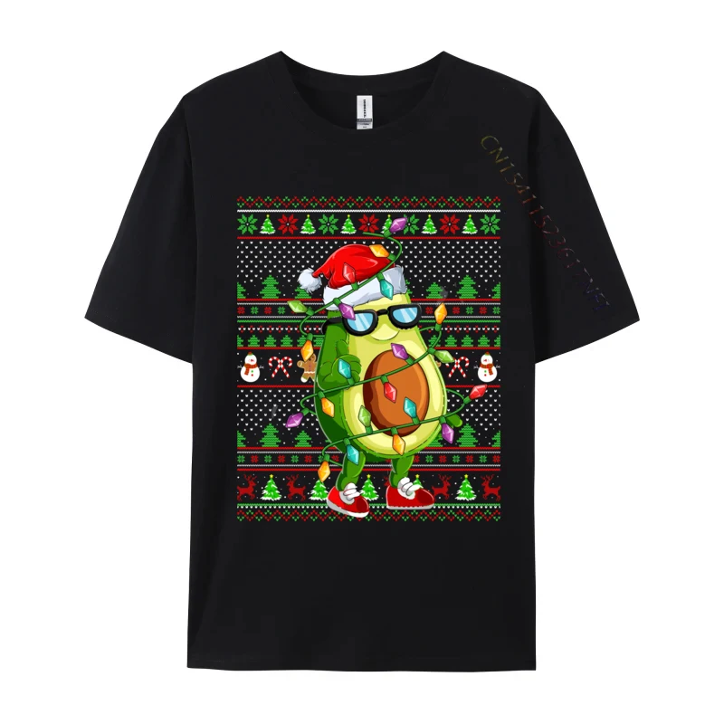 Xmas Ugly Sweater Style Lighting Avocado Christmas Tshirt Vintage Alternative Men's Tees Tops Plus Size T Shirt