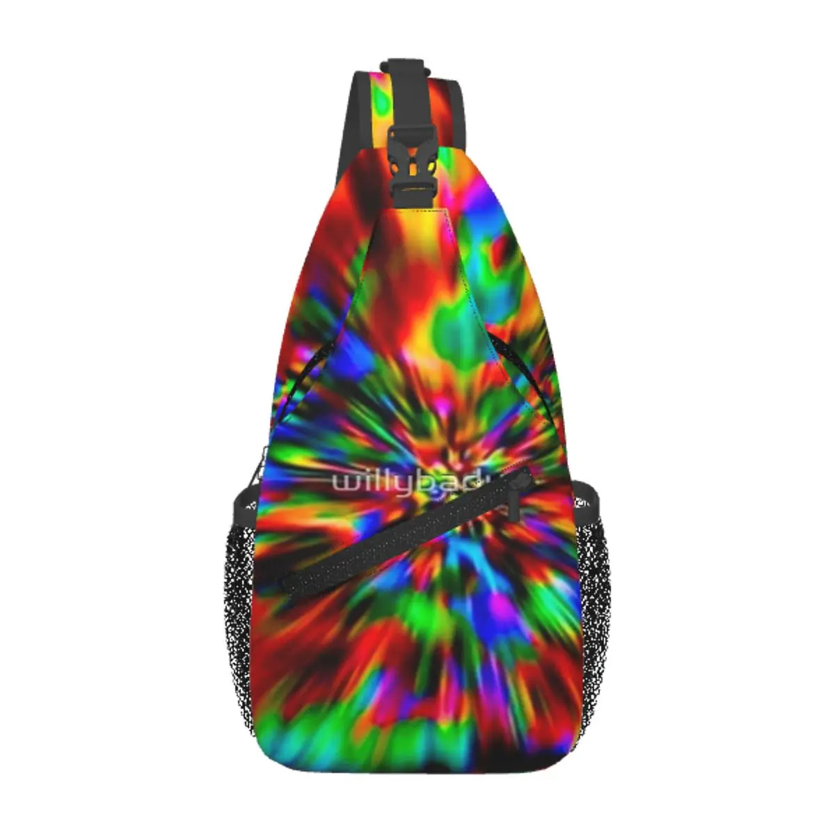 Regenboog Wormgat Tie-Dye Borsttas Retro Polyester Stof Cadeau Cross Borst Tas Aanpasbaar