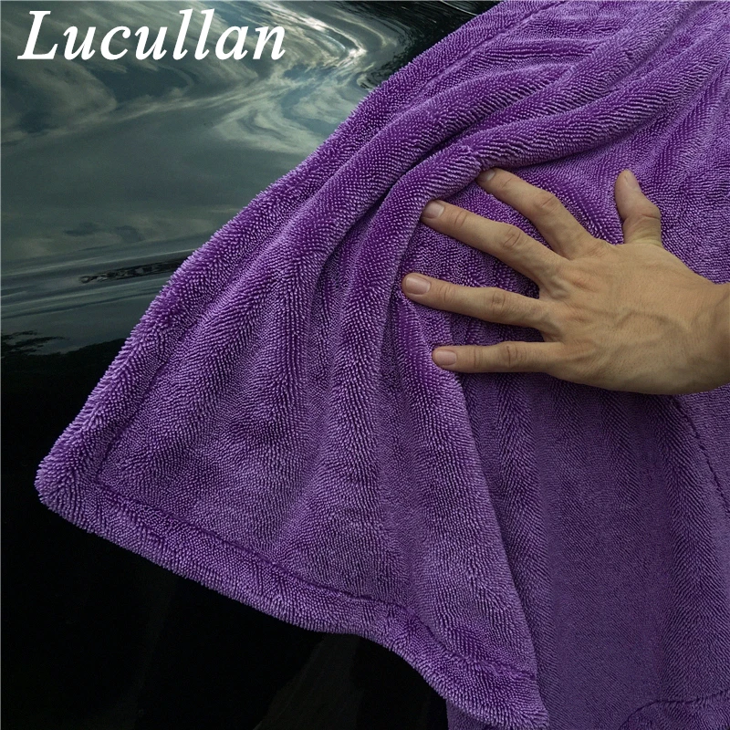 Lucullan 60X90CM 1200GSM Premium Twist Plush Clothes One-Pass Vehicle Cleaning Detailing Fast Drying Towels