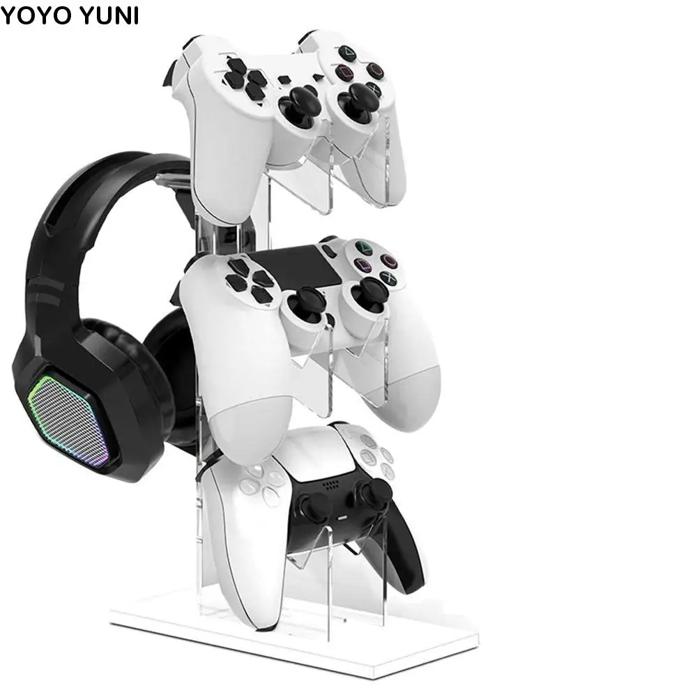 

Practical Acrylic 3-Layer Controller Holder Black Transparent Game Handle Display Stand Universal Stability Headphone