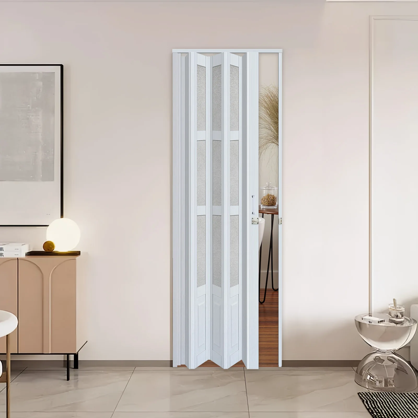 Accordion Door Interior,Folding Doors for Closet with Installation Hardware and Lock, White Multifold Interior Doors