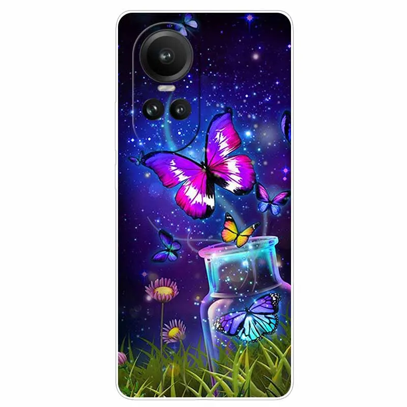 Cover For OPPO Reno 10 5G Case Protective TPU Soft Silicone Funda for Oppo Reno10 Pro 5G Global Phone Cases Flower Printing 6.7