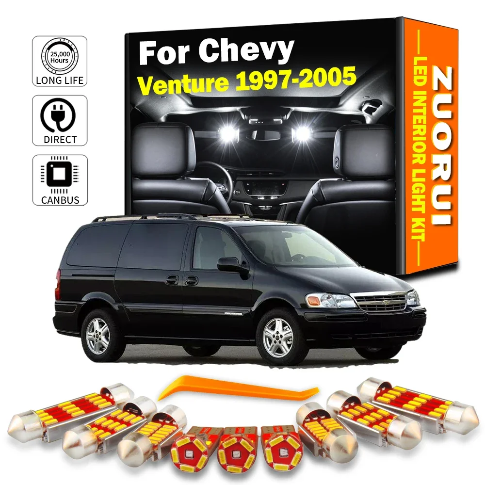 ZUORUI 12 szt. Canbus LED zestaw światło górne do wnętrza kabiny samochodu do chevroleta Chevy Venture 1997-2005 żarówki samochodowe Led akcesoria