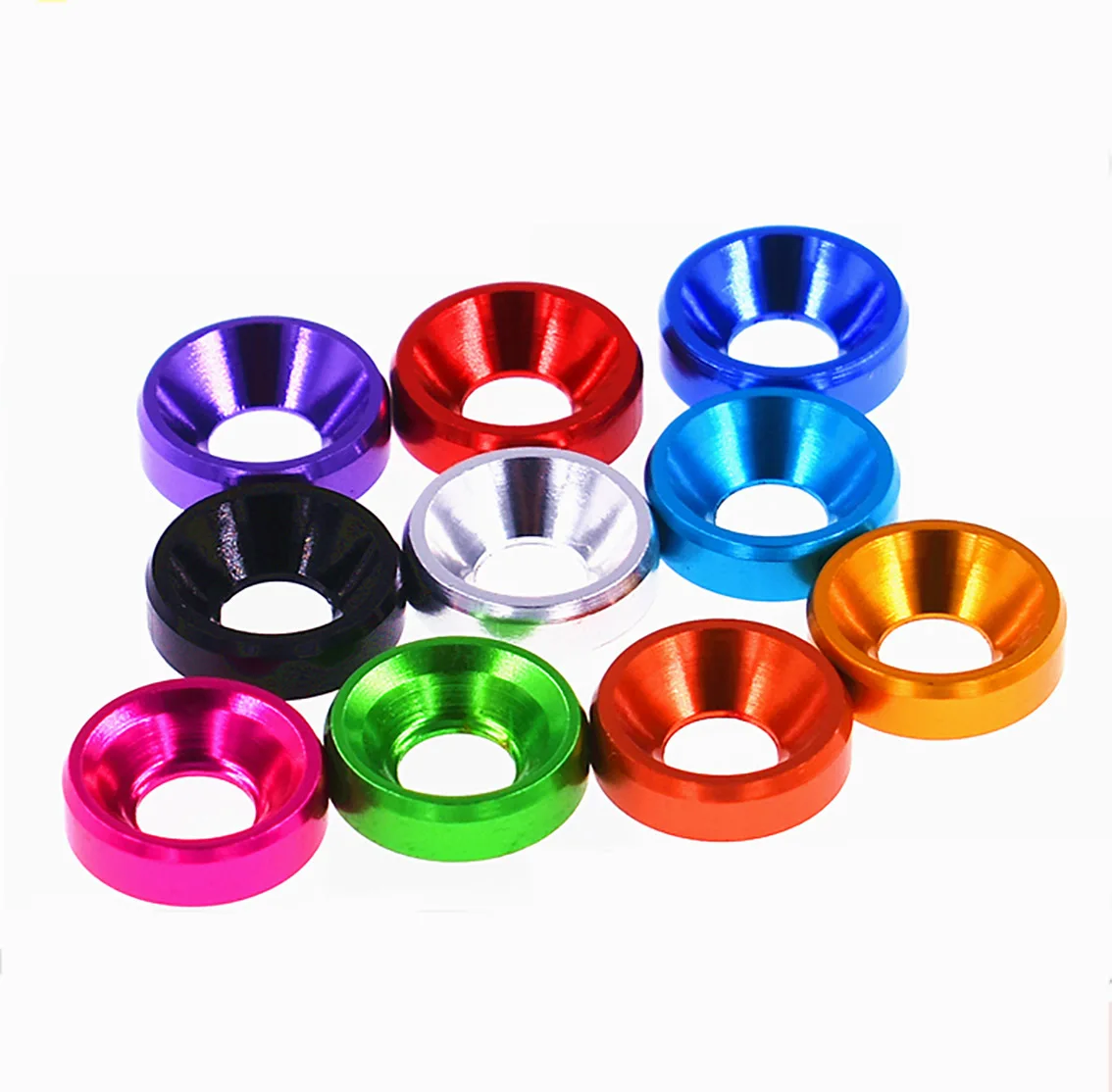 5 pezzi rondella in alluminio M2 M2.5 M3 M4 M5 M6 M8 guarnizione rondelle a testa svasata anodizzata colorata