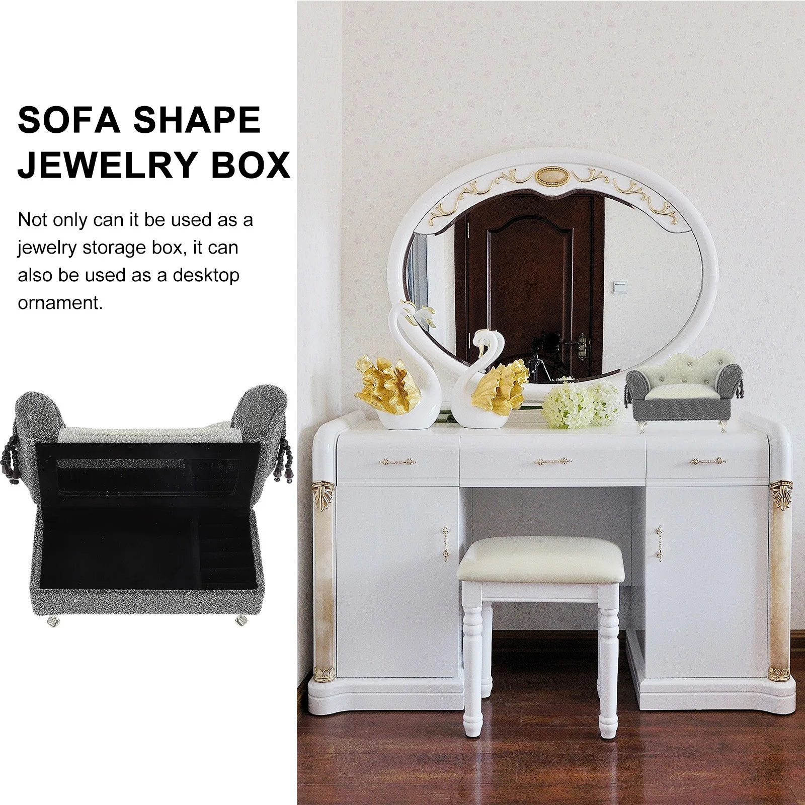 

1pc Sofa Shape Jewelry Box Premium Jewelry Storage Case For Rings Earrings Necklaces Desktop Decoration Organizer Gift
