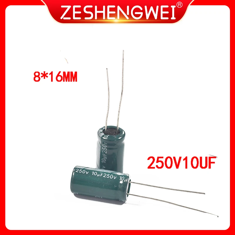 

10PCS 250V 10UF Aluminum Electrolytic Capacitor 10UF 250V 8*16mm NEW Electrolytic Capacitor Size：8x16