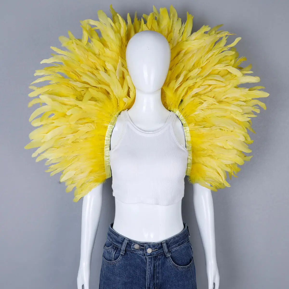 Party Luxus Schal Feder Cosplay Designer Punk Halloween Maskenball Karneval Feder Punk Karneval Party Bekleidung Zubehör – Detail 10