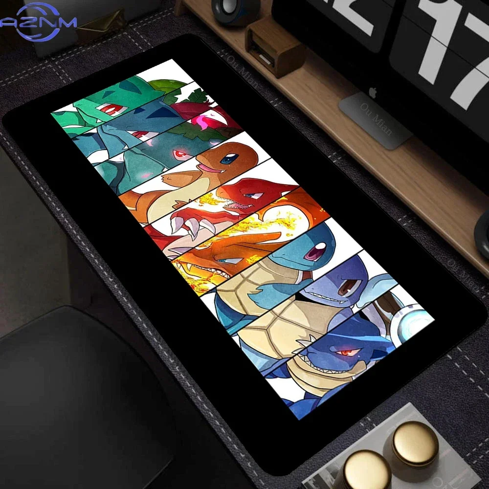 Pokemon Starters Evolution Panel Anime Large Mousepad, Rubber Non Slip Desk Mat for Gaming and Office Desktop Decoration