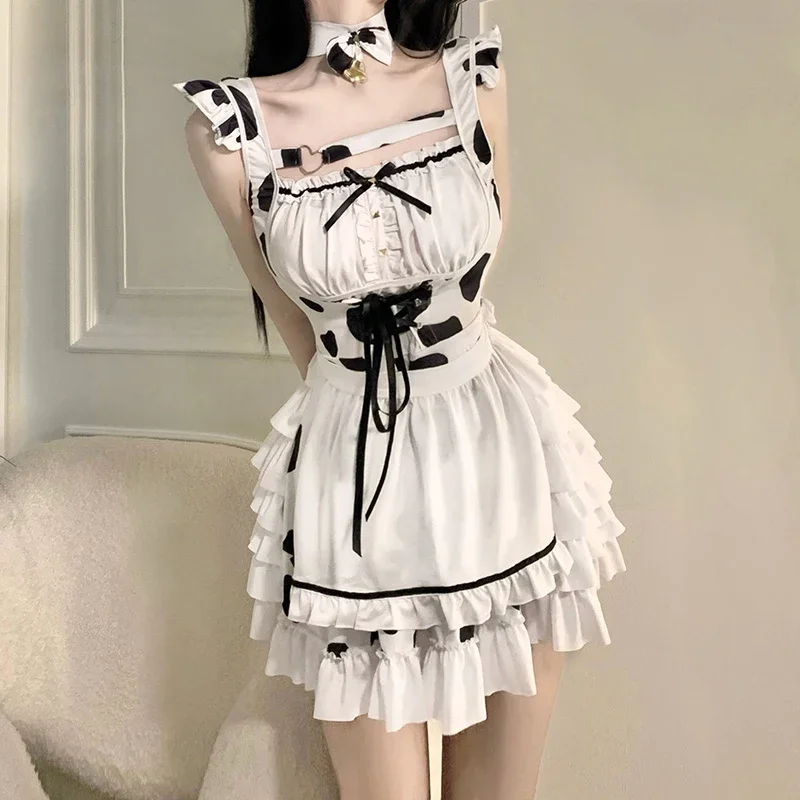 Lolita-Robe dos nu à volants pour femme, tenue mignonne, sexy, dessin animé, lapin, cosplay, 303 vaches