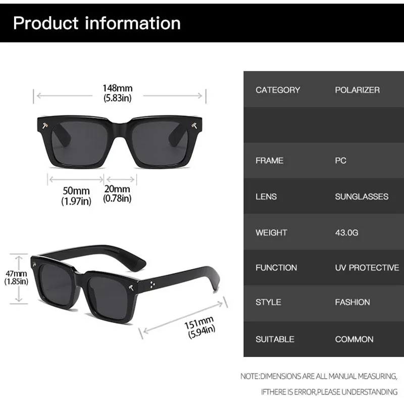 Classic Outdoor Driving Rivet Square Sunglasses Women For Men Popular Luxury Brand Designer Vintage Sun Glasses Punk Shade UV400 image 5