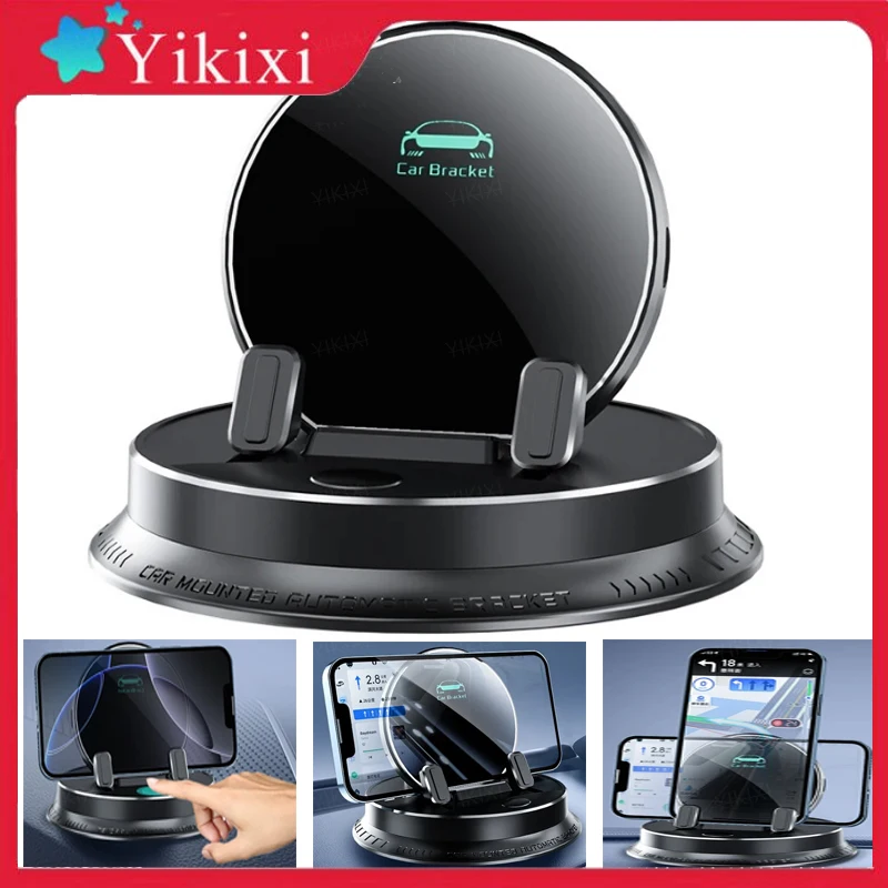 

360-Degree Rotating Car Phone Holder Dashboard A Key To Open Close The Phone Universal Bracket Car Accessories Mounting Bracket